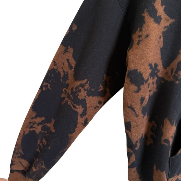 Bowery Supply Co. Brown Black Tie Dye Skeleton Fleece Lined Pullover Hoodie L - Picture 5 of 10